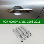 Крышка ручки двери для Honda CIVIC 2006-2011 8-го поколения, хромированная, серебристая, ободок обшивки 2007 2008 2009 2010