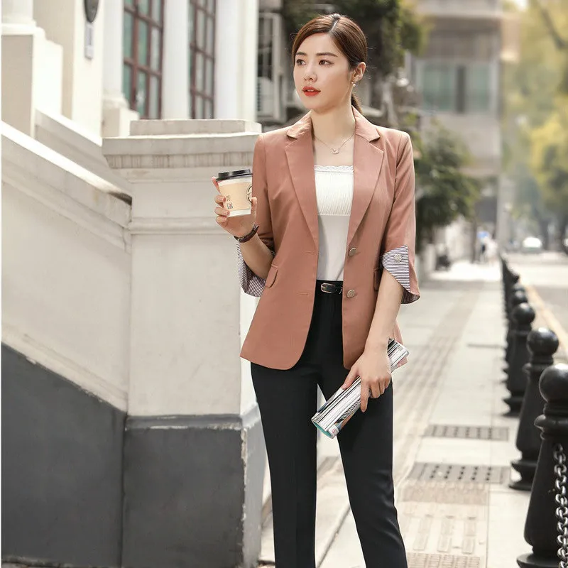 Розовая женская элегантная деловая офисная одежда OL весна осень модные