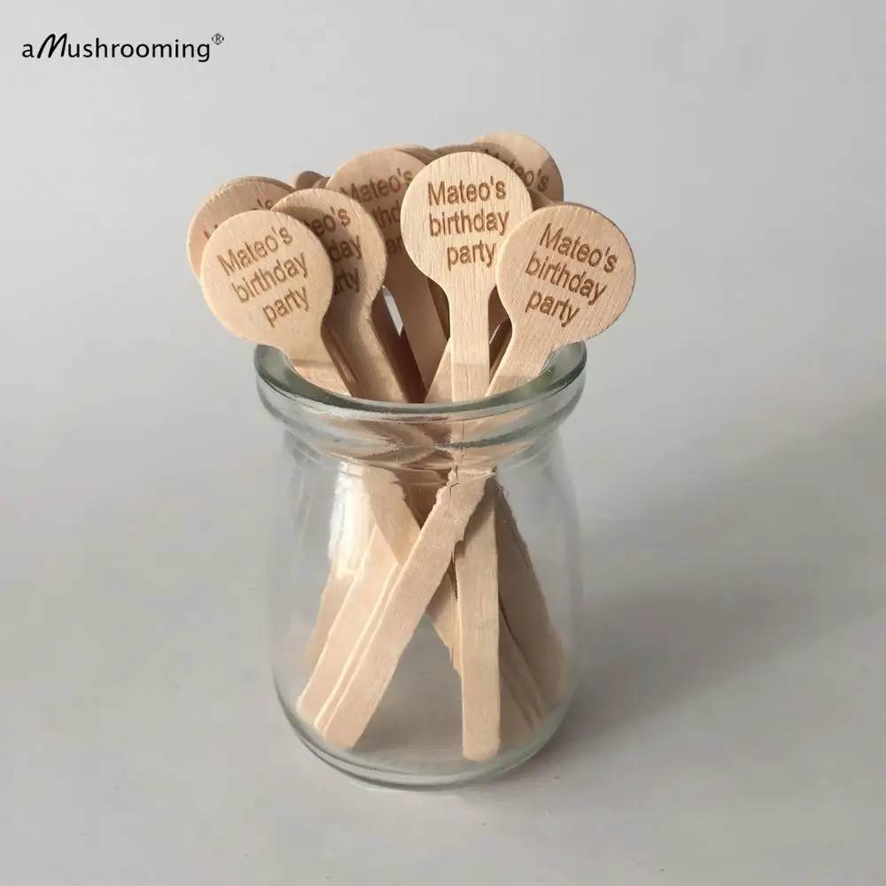 День рождения Питьевой Мешалки Одноразовые Перемешать Деревянной Палочки