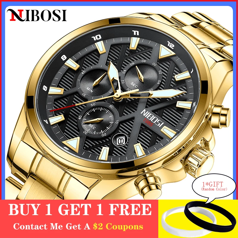 

Часы наручные NIBOSI Мужские кварцевые, брендовые Роскошные водонепроницаемые деловые с хронографом из нержавеющей стали, 2022
