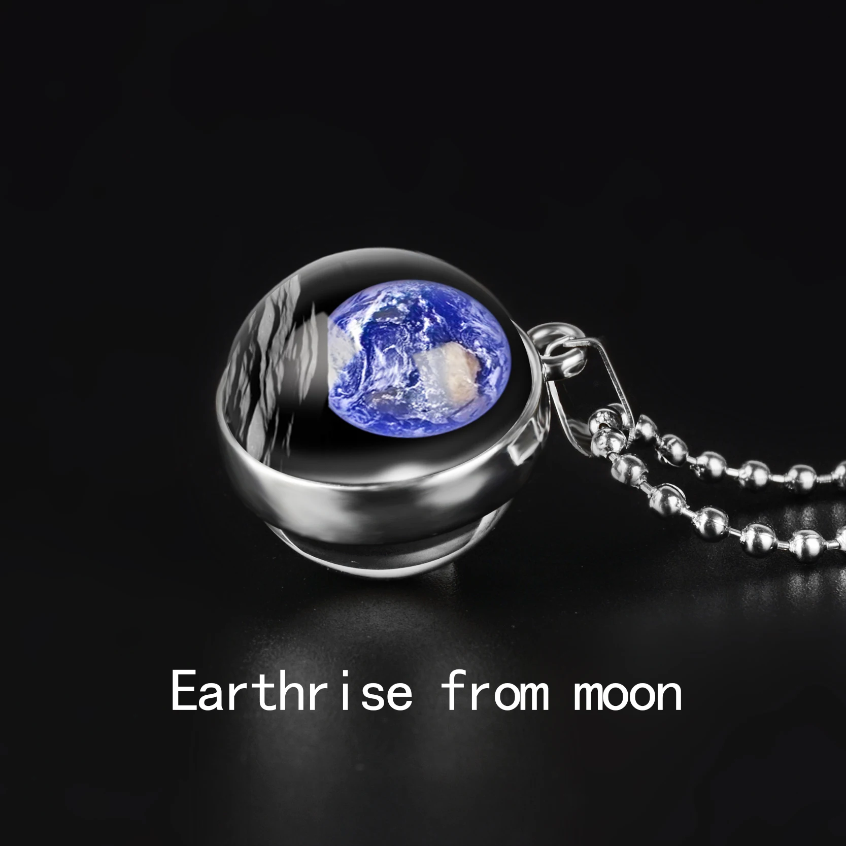 Earth moon Двустороннее ожерелье с глобусом, солнечная система, планета Венера, Меркурий, Марс, Сатурн, уран, Нептун, земля, солнце, кулон, купольное стекло, ожерелье s - Окраска металла: Earth moon