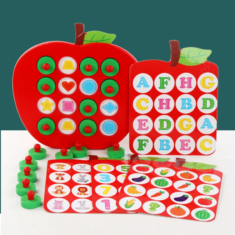 

Children's Apple Memory Chess Toys Concentration Logic Thinking Training Wooden Memory Chess Educational Toys Parent-Child Inter