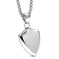 fashion parts wholesale triangle shield two color titanium steel pendant mens lettering necklace