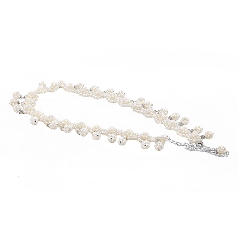 

Elegant Women Pearl Belt Waist Belt Elastic Buckle Pearl Chain Belt Girls Dress Strap Waistband Lady Dress Decoration Belts