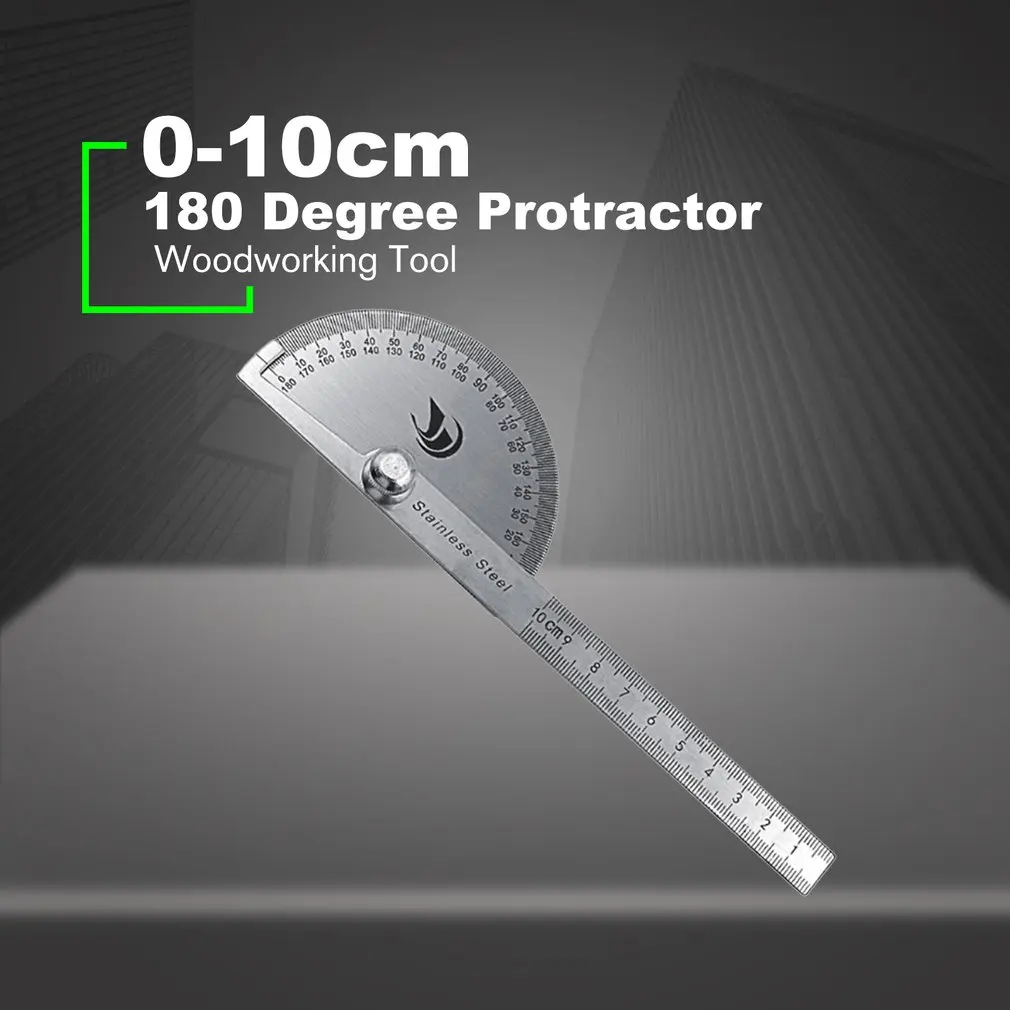 

14.5cm 180Degree Adjustable Protractor Stainless Steel Arm Rotary Multifunction Roundhead Angle Ruler Woodworking Measuring Tool