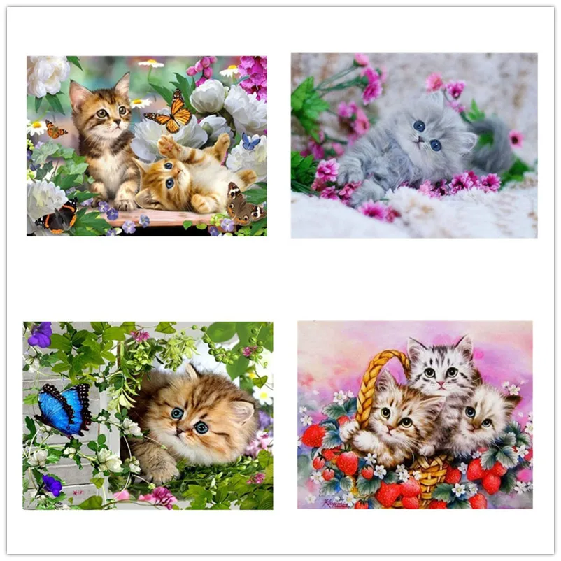 

Diamond Mosaic Animal Diamond Painting Full Square Cats Diamond Embroidery Cross Stitch Flowers Picture Of Rhinestones Handcraft