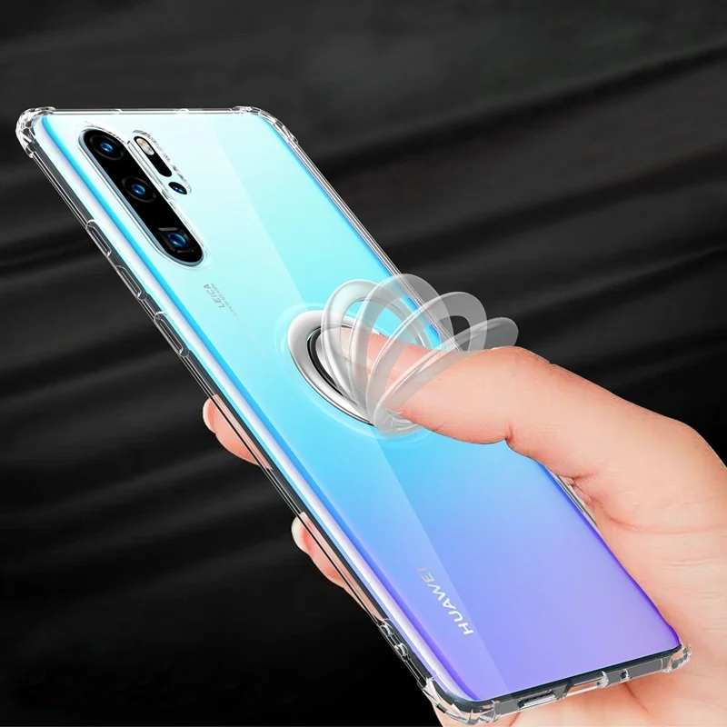 Чехол для huawei P30 чехол P20 Pro ударопрочный прозрачный Стенд колец на палец