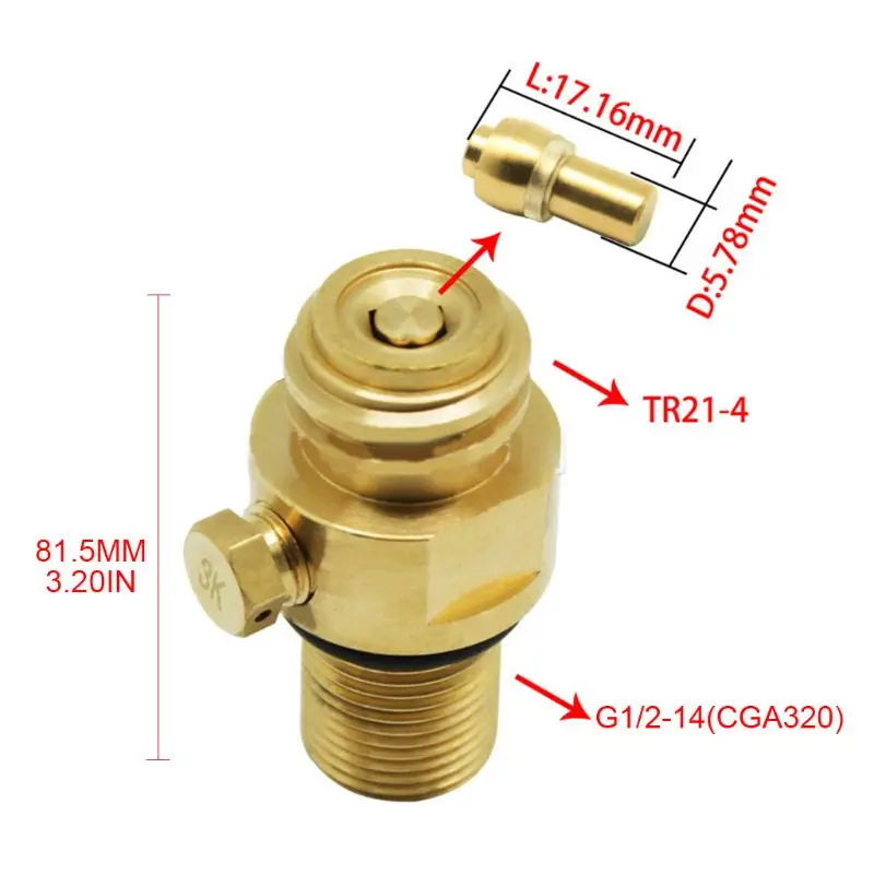 

Cylinder CO2 Refill Adapter TR21-4 Thread Converter Fit for CGA320 Connector