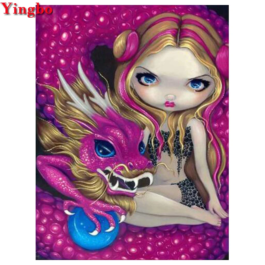 Алмазная вышивка 5D с рисунком из мультфильма сделай сам крестиком девочка и