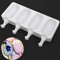 diy homemade ice cream mold silicone popsicle molds freezer 4 hole cell big size ice cube tray popsicle barrel mould with sticks