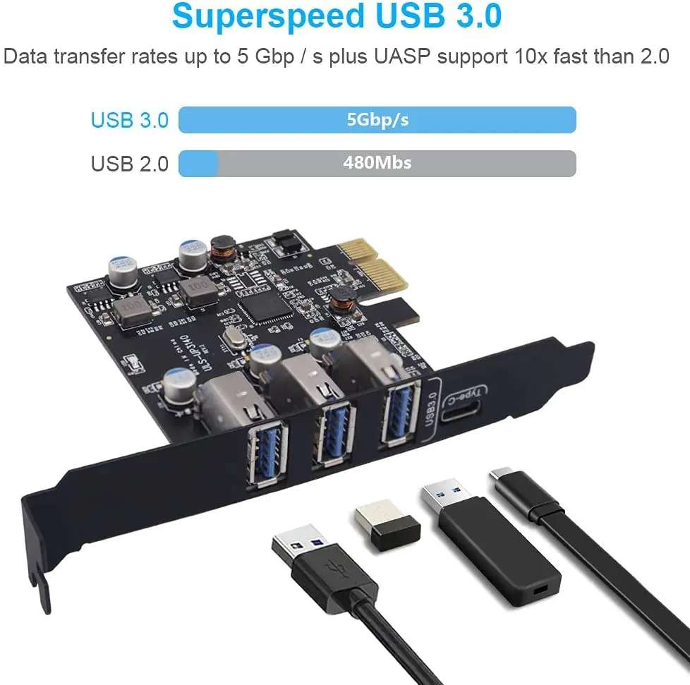 pci e к usb 30 4 порты и разъёмы s 1x usb c 3x usb a конц