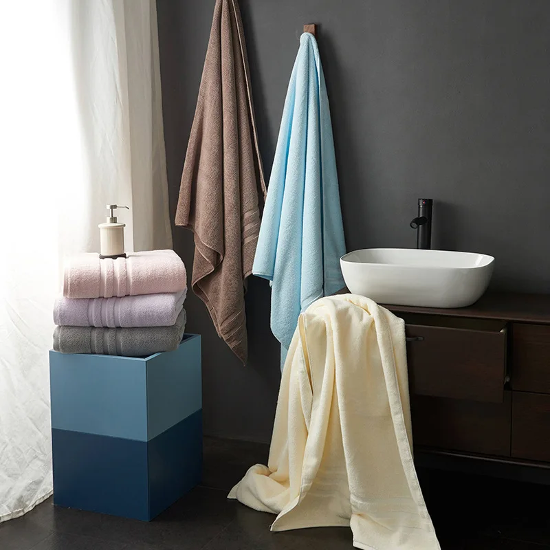 Банное полотенце из чистого хлопка утолщенное с принтом и окрашиванием не