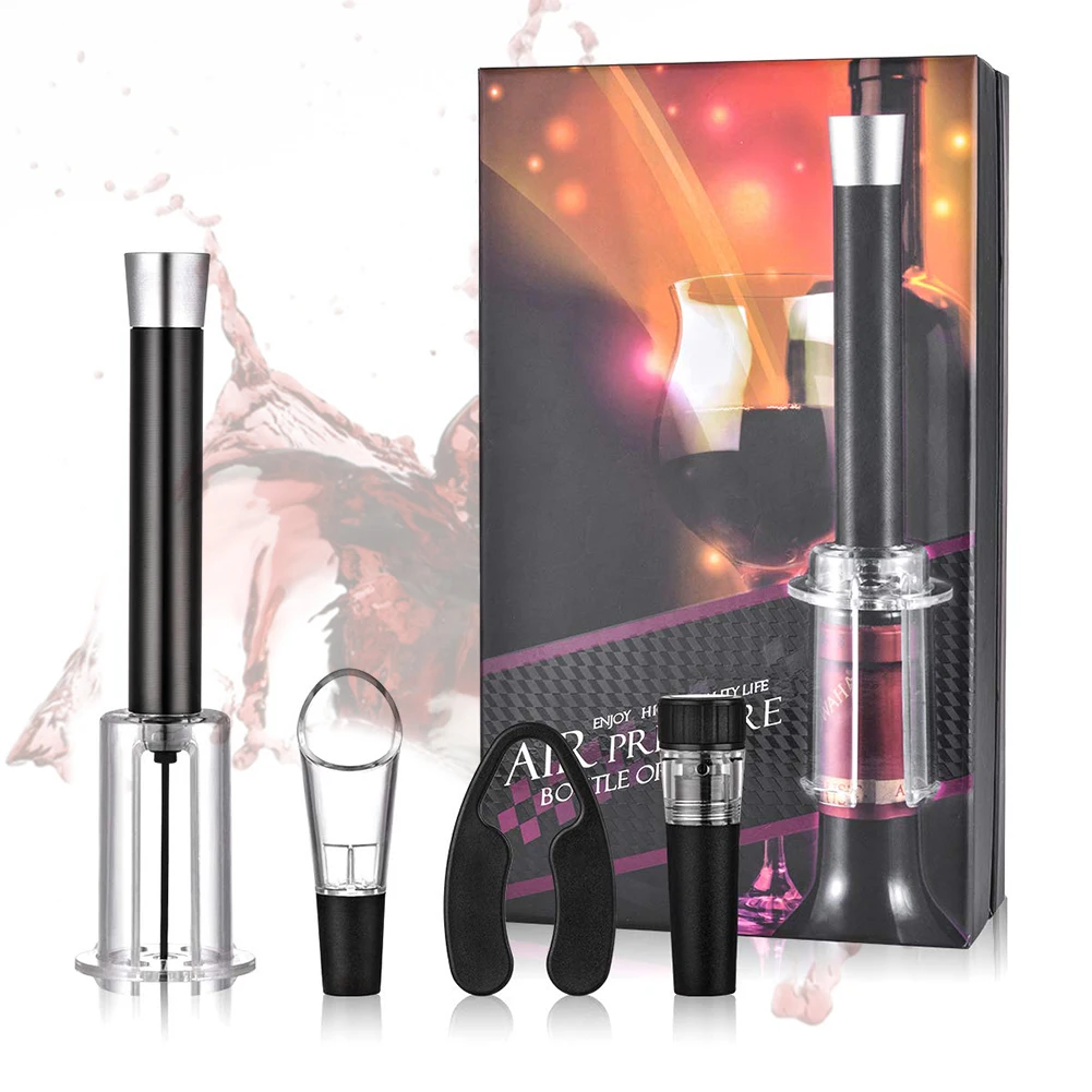 

Wine Opener Set Aluminum Tube Plastic Stainless Steel Wine Pressure Vacuum Bottle Opener Four-piece