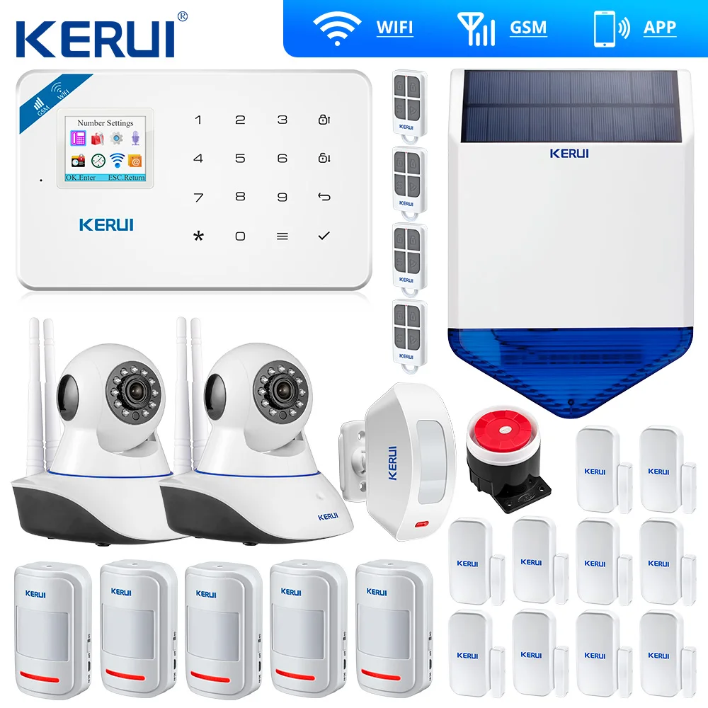KERUI W18 wifi GSM SMS домашняя охранная сигнализация Занавес Датчик движения Беспроводная Солнечная Сирена ip-камера GSM сигнализация