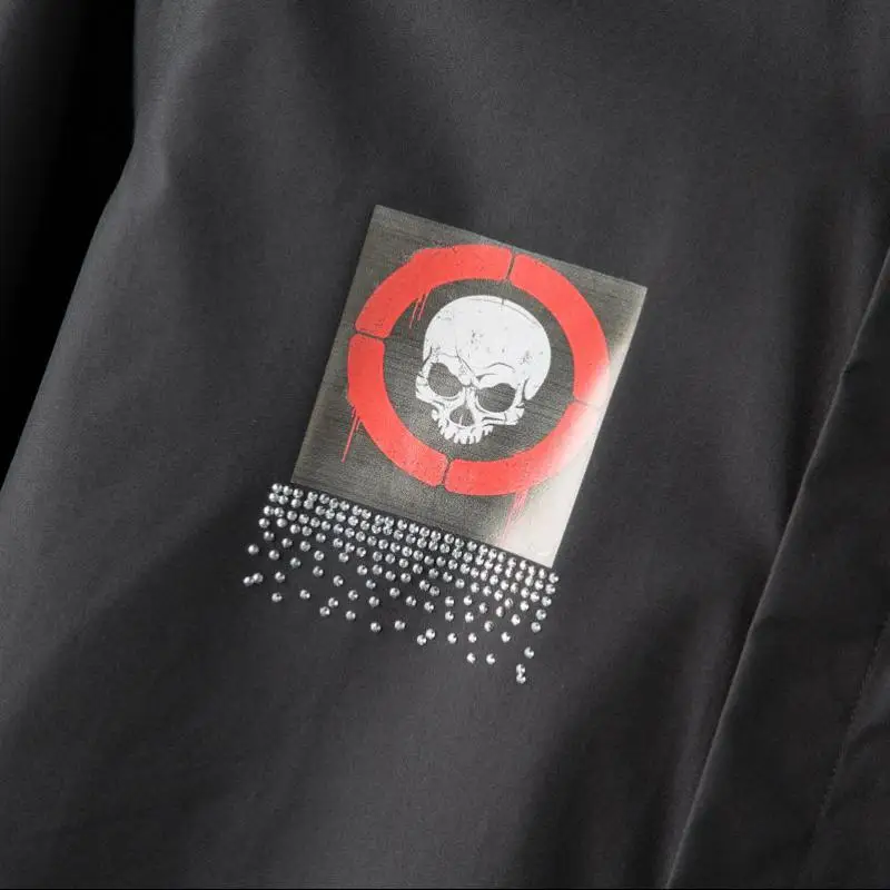 

Shirt Men Luxury Solid Color Long Sleeve Party Mens Shirts Fashion Skull Printing Diamond Mens Dress Shirts Plus Size 4XL