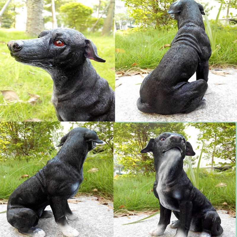 

Artificial Black Greyhound Dog Statues Pet Dog Sculpture Home Garden Decor