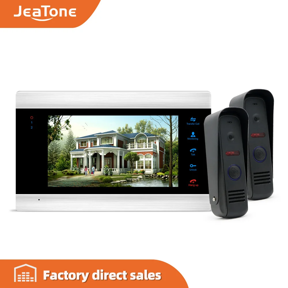 7 дюймовый цветной ЖК видео домофон домашняя система безопасности + 2