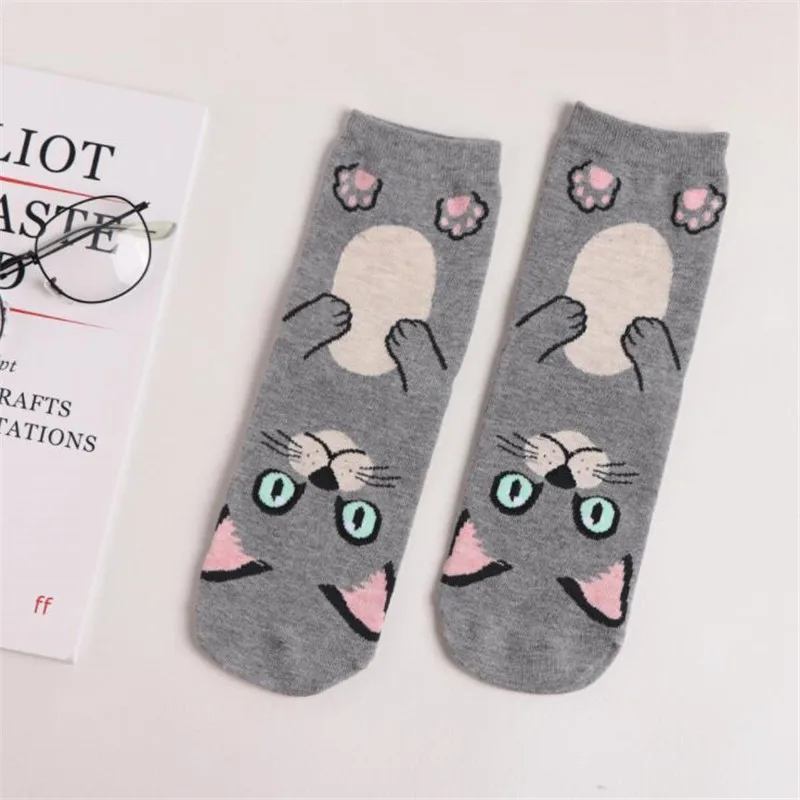 19 Модные забавные женские носки с объемным рисунком кота Kawaii, счастливые носки до щиколотки с рисунком из мультфильма, милые носки с животными на зиму и весну для девочек, женские носки в стиле Харадзюку - Цвет: 19