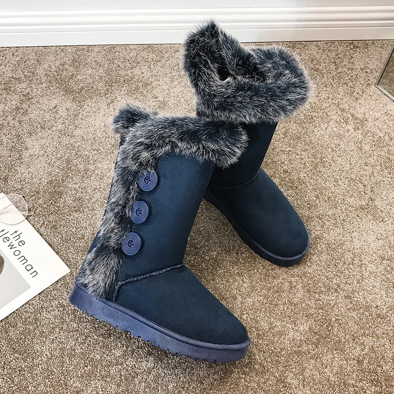 

2021 Women Boots platform Winter Shoes Women Snow Boots Keep Warm Mid Calf Winter Boots Women Faux Fur Botas Mujer