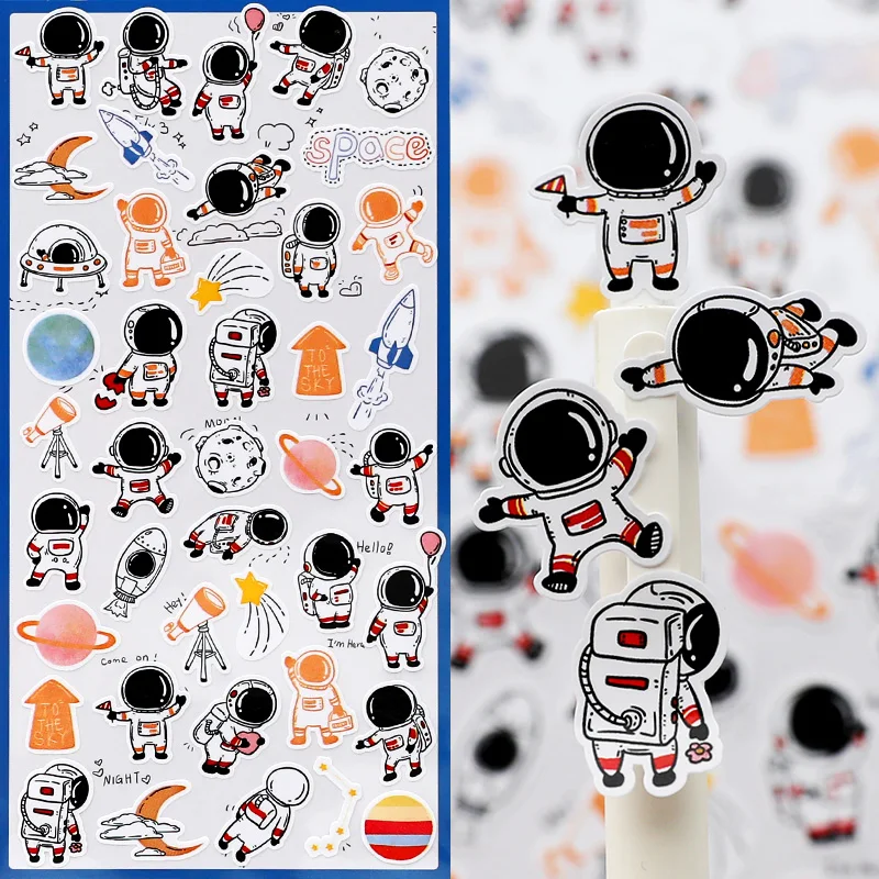 

Nekoni Space Astronaut Stickers Aesthetic Scrapbooking Material Junk Journal Decoration Snacks Fruits Panda Shiba Inu Pattern