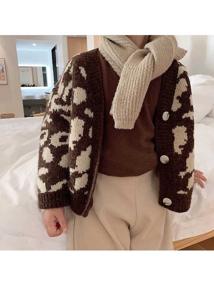 Вязаный кардиган для девочек свитер осенняя и зимняя одежда 2019 чистый хлопок