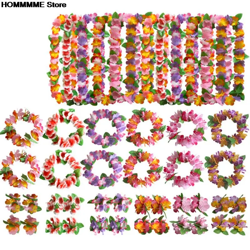 

4pcs/Set Fancy Dress Artificial Hawaiian Flower leis Garland Necklace Hawaii Beach Fun Flowers DIY Party Decor Decoration