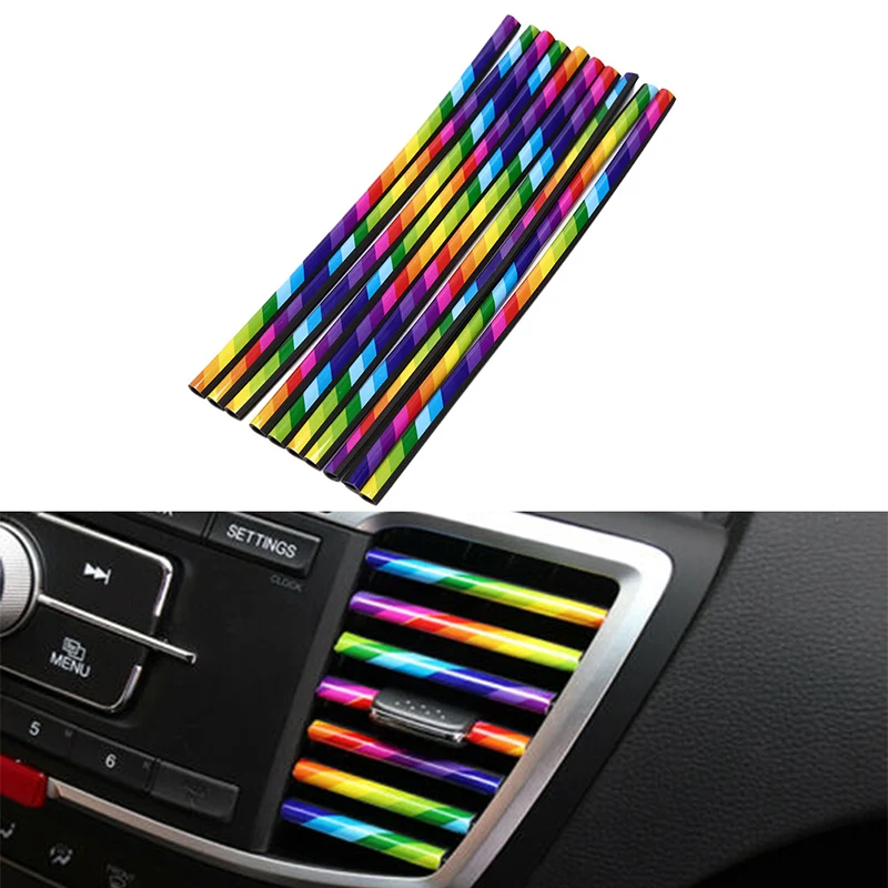 

DIY 10 Pieces/set Car-styling Chrome Styling Moulding Car Air Vent Trim Strip Air Conditioner Outlet Grille Decoration U Shape