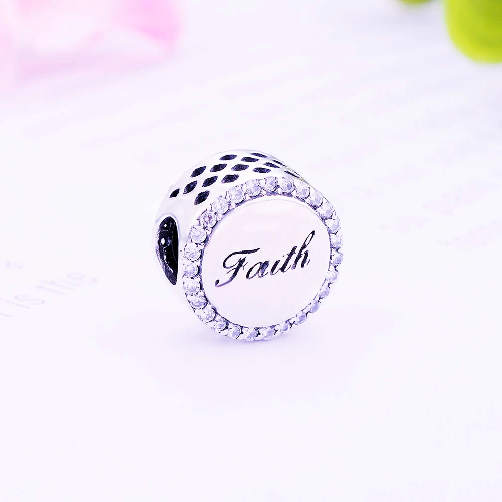Authentic 925 Sterling Silver Faith Cross With Crystal Beads Charm Fit Original Pandora Bracelet Bangle For Women Jewelry | Украшения и