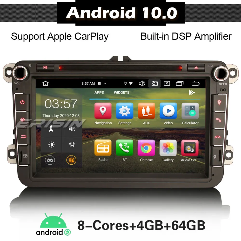 ERISIN 8105 Android 10 0 8 &quot8 ядерный GPS Sat Nav Bluetooth CarPlay OBD Wifi DAB + автомобильный стерео для VW