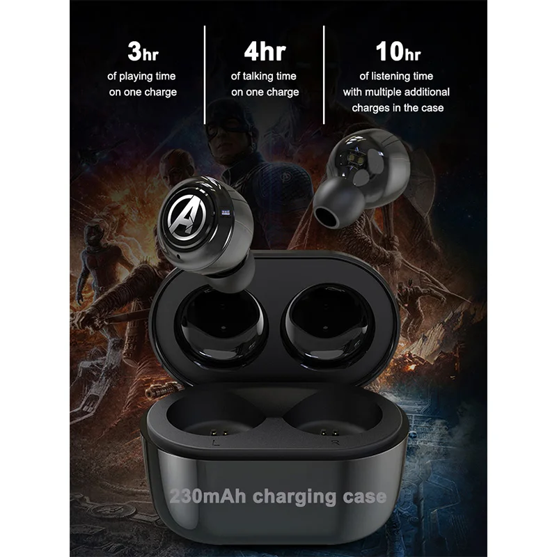 Iron man Spider TWS Bluetooth Earphones 5.0 Wireless Panther Captain America Marvel EarBuds for IOS/Android PK Airdots | Электроника