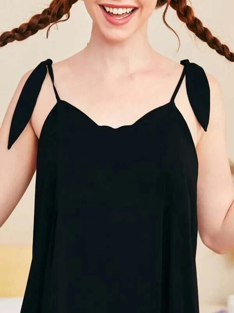 

Summer New 100% Cotton French Simple Super Beautiful Seaside Holiday Style V-Neck Suspender Bowknot Dress Female Fairy Dress