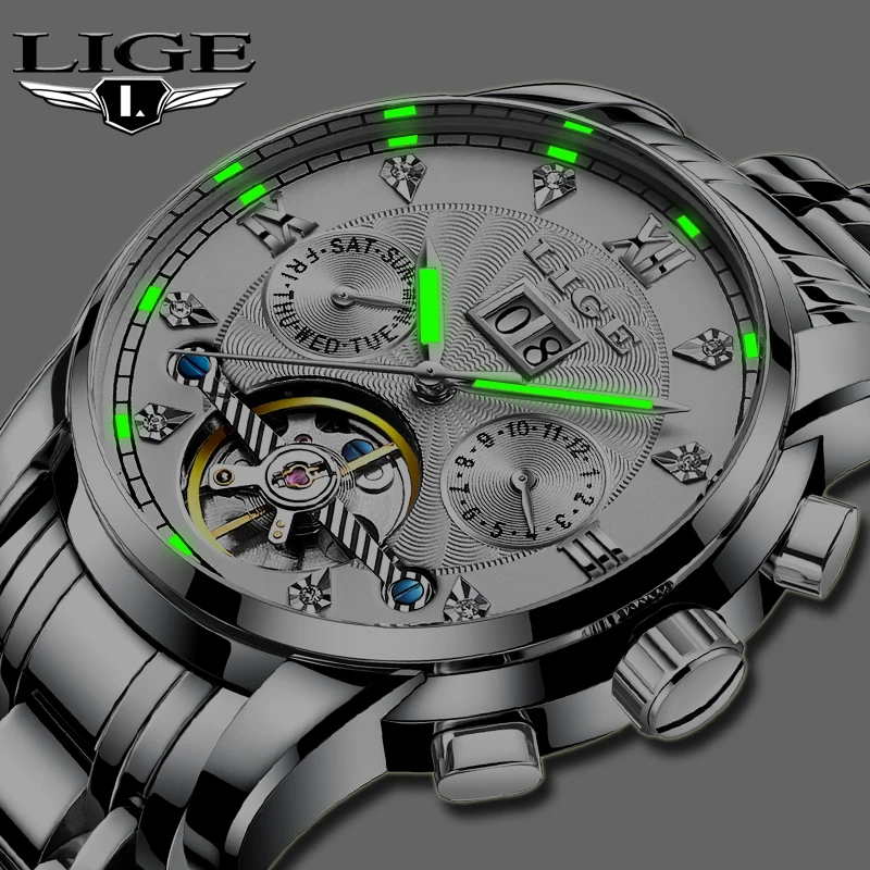 

Relogio Masculino LIGE 2020 Men's Self-Wind Tourbillon Mechanical Watches Water Resistant Automatic Skeleton Watch Men Relojes