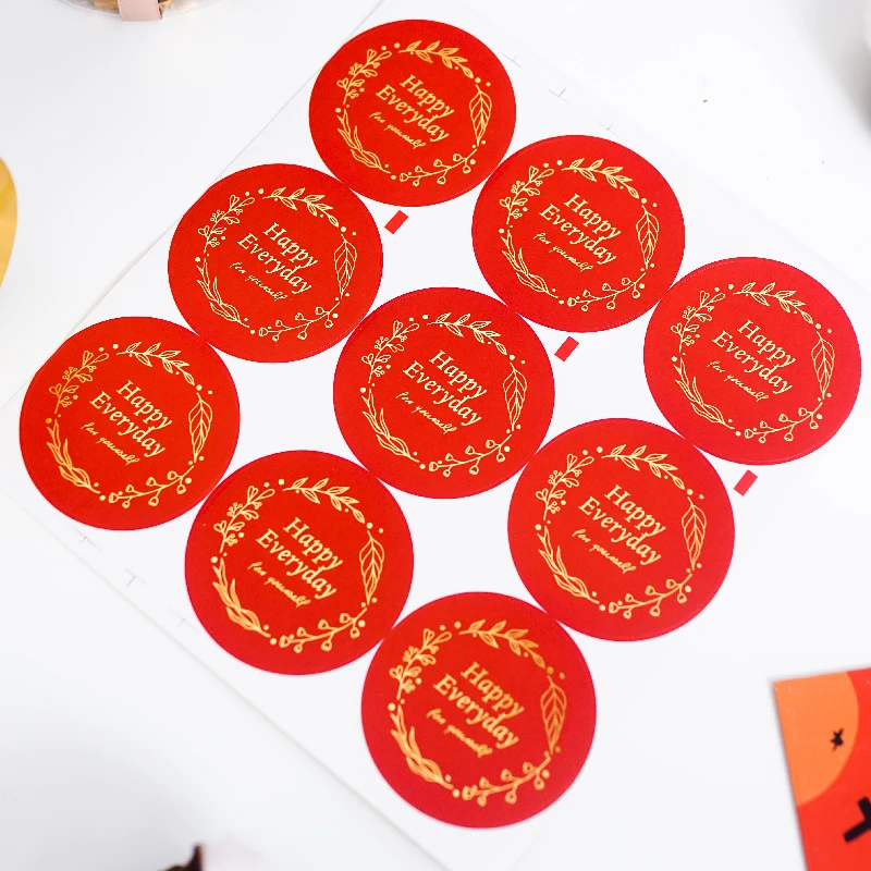 90 шт Красная бронзовая Гирлянда Наклейка для выпечки конфет Толстая Подарочная