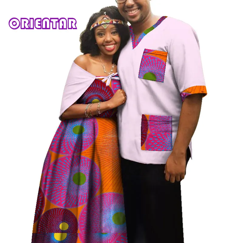 5 Traditional African Clothes for Couples Men Women African Print Long Dress Tops T Shirt Casual Ball Gown Lover Clothing WYQ181 - Цвет: 5