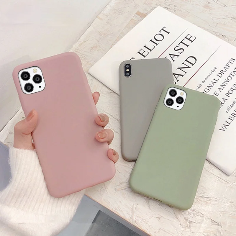 

Милый матовый однотонный чехол карамельного цвета для телефона iPhone 11 12Pro SE 2020 X XR XS Max 8 7 6 6s Plus простой силиконовый мягкий чехол