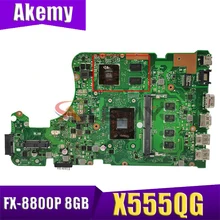 Akemy For ASUS X555YI X555YA X555D A555DG X555QG X555Y notebook mainboard motherboard FX-8800P CPU 8GB RAM 2G-GPU tested full ok