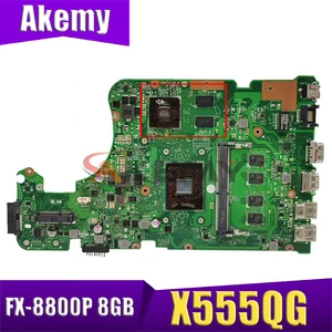 akemy for asus x555yi x555ya x555d a555dg x555qg x555y notebook mainboard motherboard fx 8800p cpu 8gb ram 2g gpu tested full ok free global shipping