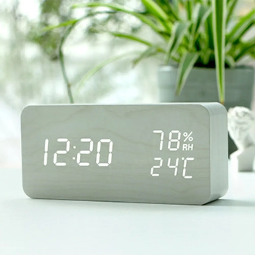 Humidity white A Деревянные часы современный Цифровой дный светодиодный стол часы будильники детский электронный таймер календари электронные часы настольные электронные часы электронные настольные часы будильник детский - Цвет: Humidity white A