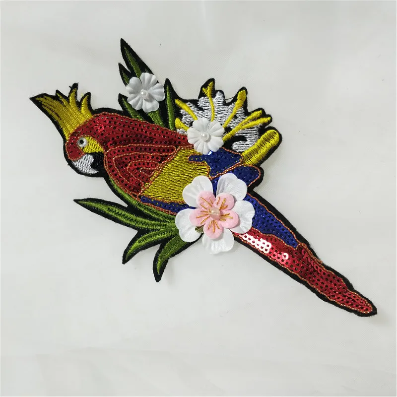 1 пар/упак. цветная модная вышивка трехмерный цветок попугай птица сделай сам
