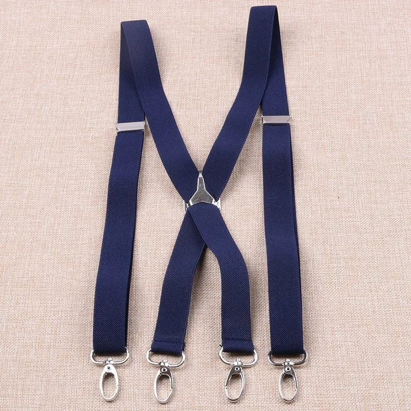 

2.5cm Width Unisex Adult Suspenders Men 4 hooks Suspender Adjustable Elastic X Back Women Braces Solid Color