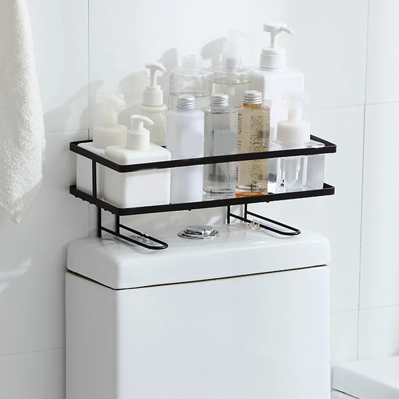 

Toilet Storage Rack Holder Hollow Drain Organizer No Drilling for Bathroom Brush Bottle BDF99
