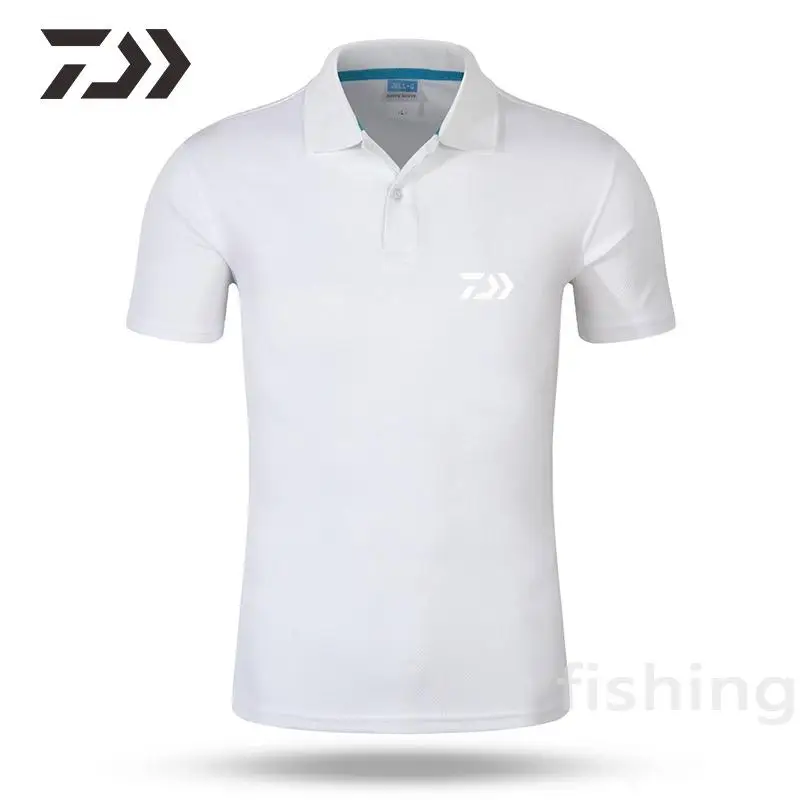 

2021 Spring Daiwa Fishing Clothes Men Cotton Short Sleeve Fishing Wear Summer Polo T Shirt for Fishing Thin Solid Casual Shirts