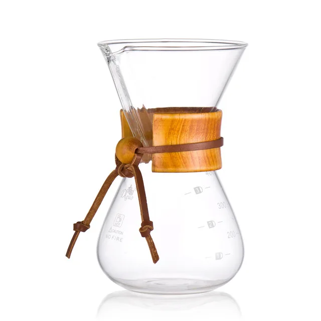 

400ml 800ml Pyrex Glass Pour Over Coffee Sharing Pot With Wood Handle