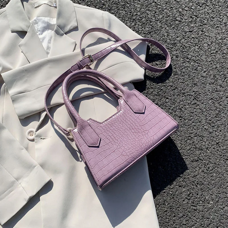 

Маленькие однотонные сумки через плечо из искусственной кожи с узором «крокодиловая кожа» для женщин, лето 2021, женские сумки через плечо, Же...