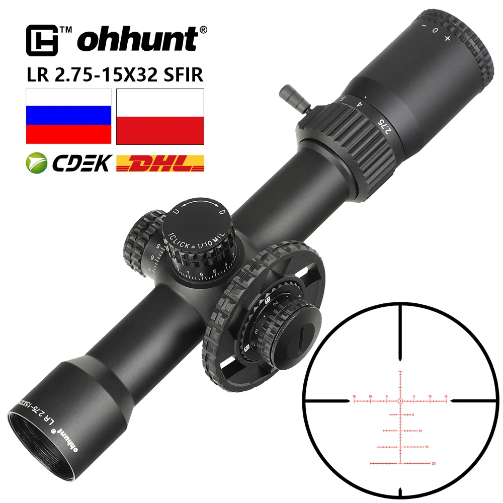 Ohhunt LR 2 75-15X32 SFIR охотничий прицел стеклянная гравированная сетка Красная