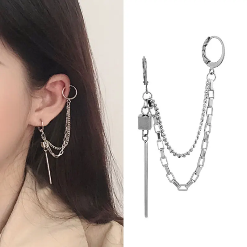 

Square Stick Earrings for Women 2021 Trend Fashion Korean Style Ear Bone Clip Cross Grunge Earrings for Men Jewelry Wholesale