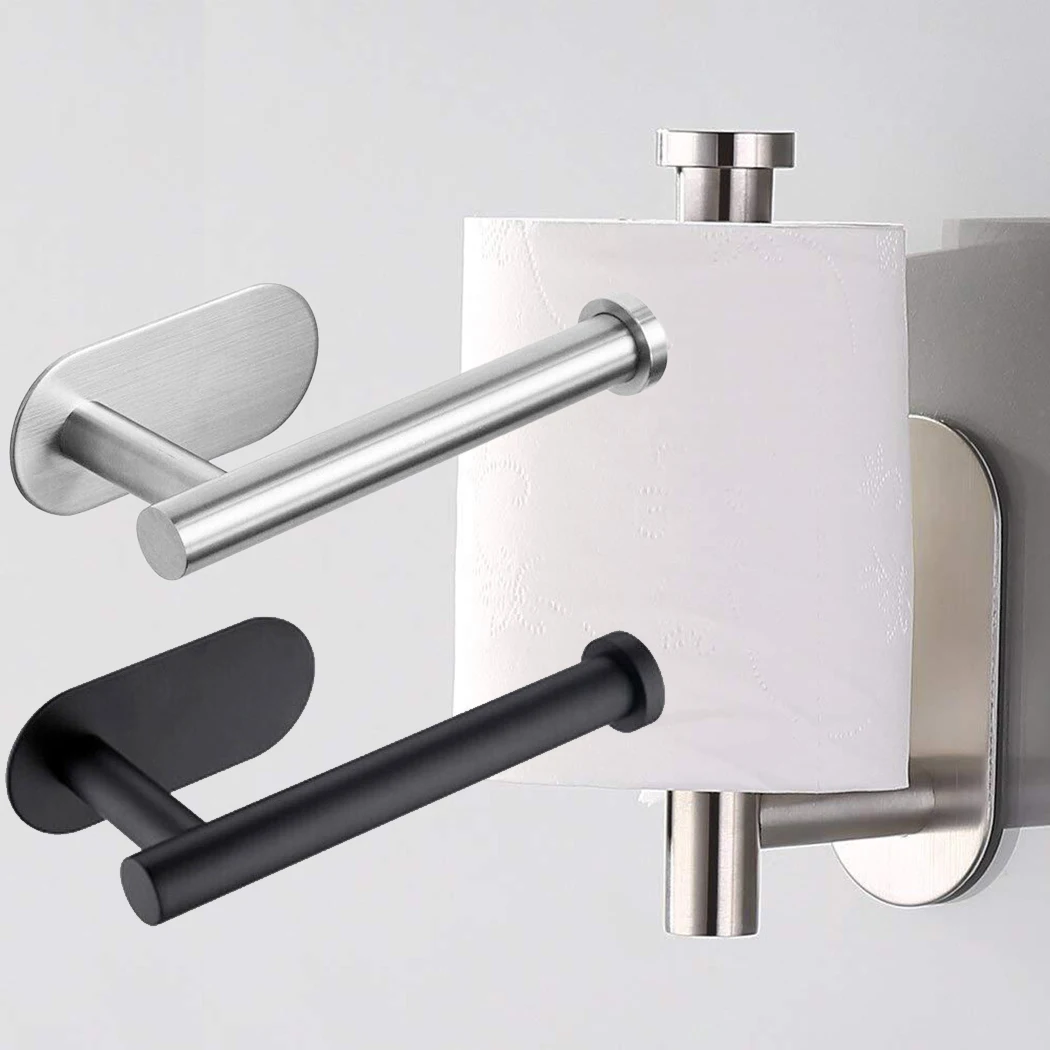 

Bathroom Toilet Roll Holder Kitchen No Drilling Rack Rail Stainless Steel