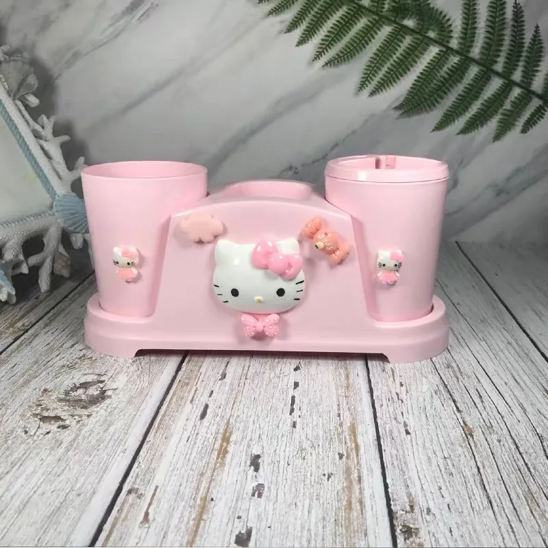 D KT Cat мультфильм пара зубная щетка чашки Tumblers hello kitty кружки для зубной щетки в форме полоскания рта пластик в ванной аксессуары набор розовый - Цвет: D