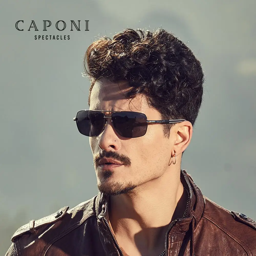 CAPONI фотохромные мужские солнцезащитные очки, поляризационные, классические, брендовые, квадратные, очки для глаз, высокое качество, для вождения, солнцезащитные очки для мужчин CP8724