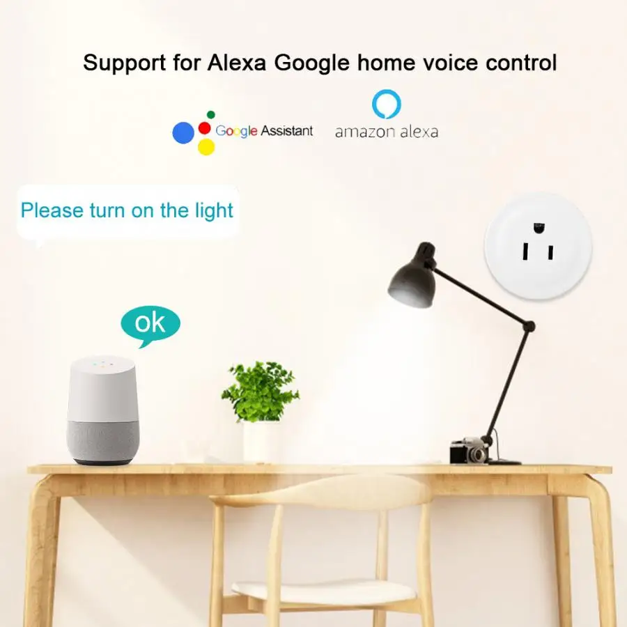 Умная розетка с Wi Fi и голосовым управлением через приложение для Alexa / Google Home US 100 240